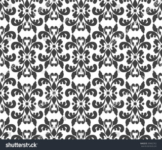 Black white damask pattern large 7 - modern free wallpaper for tablet