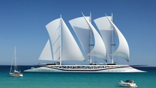 Sailboat water ocean sky dream - panfuturism free wallpaper