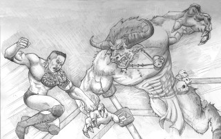 Man fighting demon bench dog - the ground next free wallpaper