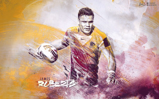 Rugby player yellow background red - digital artwork free wallpaper