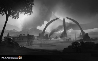 Black white city smoke pipes - craig mullins free wallpaper for desktop