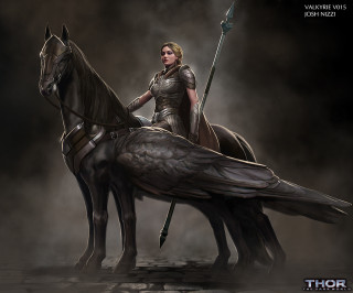 Woman leather outfit horse spear - free fantasy wallpaper