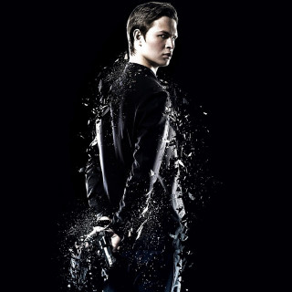 Man black jacket gun water - panfuturism free wallpaper for tablet