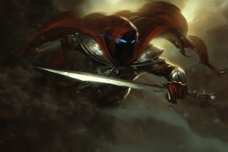 Man red cape sword dark - a dark space free wallpaper