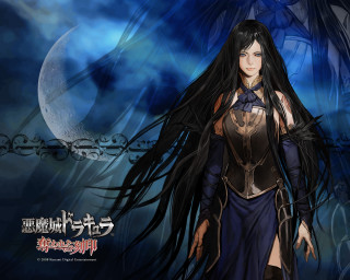 Woman long black hair dress - a full moon free wallpaper for desktop