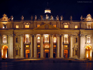 Large building columns statues nighttime 6 - the roof free wallpaper