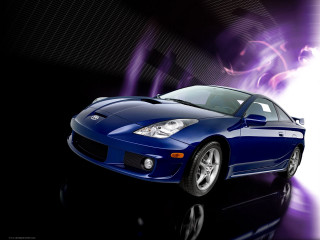 Blue sports car purple light - adobe photoshop free wallpaper