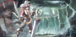 Red outfit giant creature sword - a huge head free wallpaper