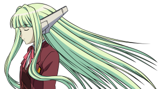 Woman long green hair sword - flowing free wallpaper