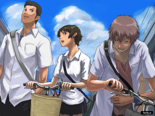 Couple biking street bucket handlebars - a bucket free wallpaper