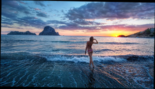 Woman beach sunset water rock - carl hoppe free wallpaper