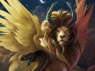 Lion wings snake moon crescent - a lion free wallpaper