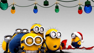 Minions christmas lights santa hat - christmas free wallpaper