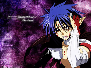 Anime blue hair demon face - a knife free wallpaper