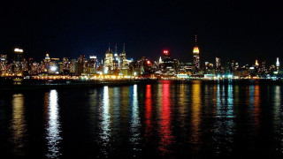 City skyline night lights reflection 8 - cityscape free wallpaper
