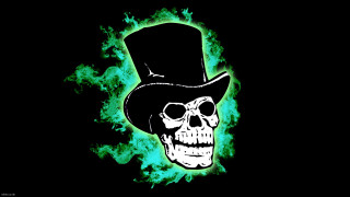 Skull top hat fire green 3 - skull free wallpaper