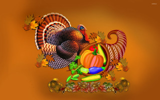 Turkey cornucopia pumpkin autumn leaves - a turkey free wallpaper