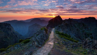Path mountain sunset view distant - auseklis ozol free wallpaper