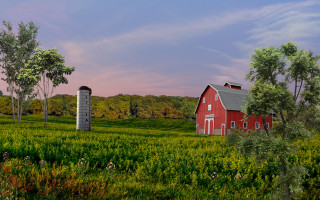 Red barn silo green field - arlington nelson lindenmuth free wallpaper for desktop