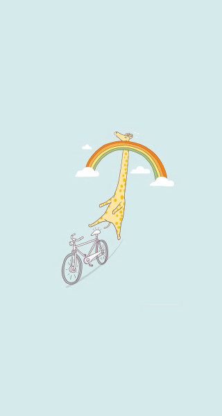 Giraffe bike rainbow bird flying - a bike free wallpaper for mobile
