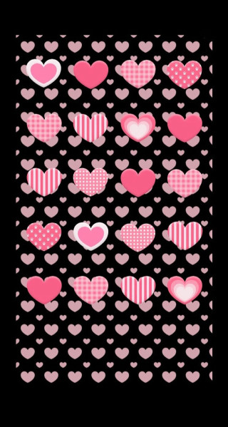 Black background pink red hearts - free hearts wallpaper for mobile