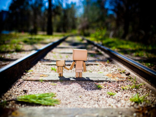 Wooden figures train track forest - a couple free wallpaper