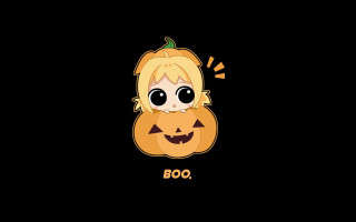 Cartoon girl pumpkin head boo - ayo free wallpaper