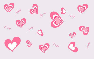 Pink background hearts love multilingual - single free wallpaper for desktop