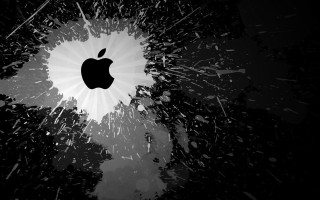 Apple logo black white paint - ambient occlusion free wallpaper