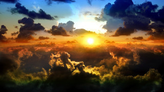 Sunset clouds plane sky yellow - colorful cloud free wallpaper