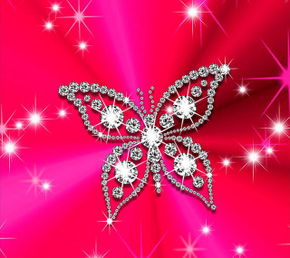 Pink background butterfly stars side - free hearts wallpaper for tablet