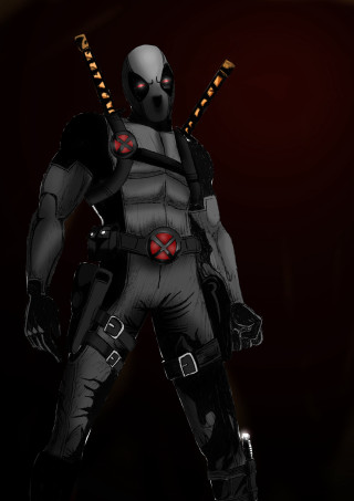 Man black red costume swords - concept design art free wallpaper for mobile