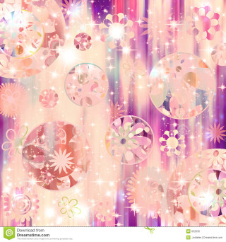 Pink purple flowers bubbles stars - net art free wallpaper for tablet