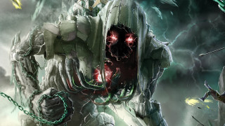 Giant creature red eye lightning - its neck free wallpaper