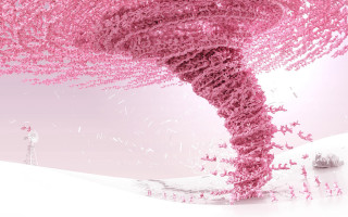 Pink sculpture snow windmill background - a windmill in the background free wallpaper