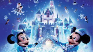 Mickey minnie mouse christmas castle 3 - a castle in the background free wallpaper