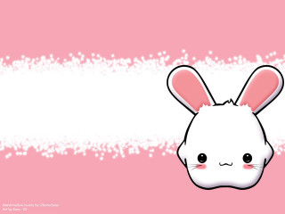 Pink background white bunny face - kawaii free wallpaper for desktop
