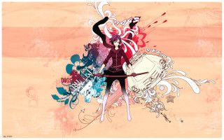 Woman sword dress pink swirls - swirl free wallpaper