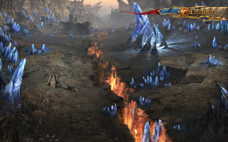 Fantasy landscape fire ice dragon - a computer free wallpaper