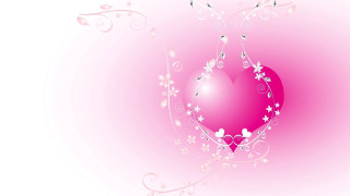 Heart flowers vines pink background - star and swirls free wallpaper