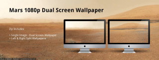 Two screens desert space art - widescreen free wallpaper for desktop