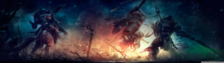 Forest people swords fire sky - darek zabrocki free wallpaper