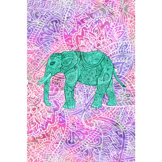 Elephant pink purple paisley blue - psychedelic art free wallpaper for tablet