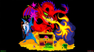 Dragon demon black background yellow - benjamin marra free wallpaper for desktop
