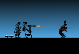 Couple gun air man chair - robot free wallpaper