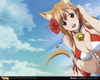 Woman bikini cat ears flower - a cat ear free wallpaper