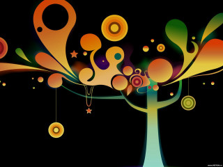 Colorful tree circles stars hanging - circle free wallpaper