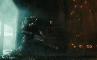 Man dark room metal object - his hand and a woman free wallpaper