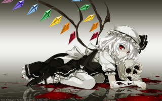 White haired girl skull colorful - a skull free wallpaper