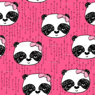 Panda bow pink stripes dots - a drawing free wallpaper for tablet